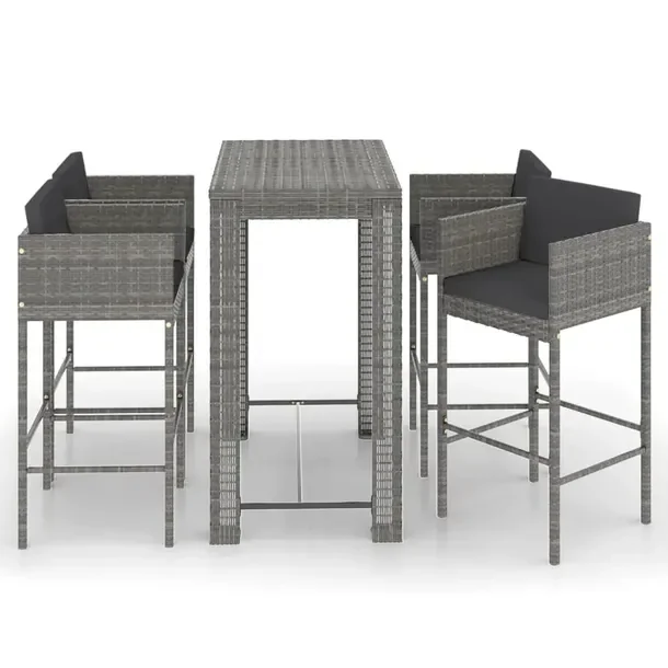 Zestaw Mebli Barowych do Ogrodu Rattan PE, Stal, Szary, 100x60,5x110,5 cm