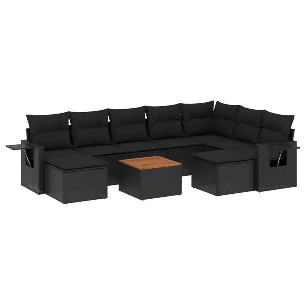 Modułowy zestaw wypoczynkowy ogrodowy czarny z poduszkami 62x62x69 cm