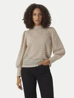 Bluzki damskie - Vero Moda Bluzka Becca 10302894 Beżowy Regular Fit - miniaturka - grafika 1
