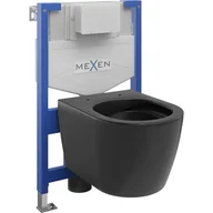Stelaże i zestawy podtynkowe do WC - Mexen zestaw podtynkowy WC stelaż Fenix XS-F z miską WC Carmen, czarny mat - miniaturka - grafika 1