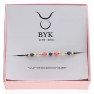 Bransoletki - ZŁOTA bransoletka znak zodiaku BYK kamienie naturalne srebro 925 - miniaturka - grafika 1