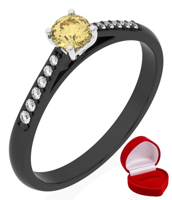 ZŁOTY PIERŚCIONEK ZARĘCZYNOWY 585 14k SZAFIR 0,19 ct CZARNE ZŁOTO R17