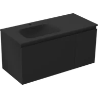 Szafki łazienkowe - Mexen Orio szafka łazienkowa 90 cm z umywalką Vela lewą, 1S, 1D, czarna mat - 91A13-09047-3-BBFF71-W23L71 - miniaturka - grafika 1