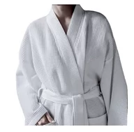 Szlafroki damskie - Szlafrok bawełniany hotelowy biały Wafel M - miniaturka - grafika 1