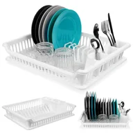 Suszarki do naczyń - Suszarka do naczyń na naczynia stojąca plastikowa biała 46x37x8.5cm ORION 150696 - miniaturka - grafika 1