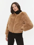 Płaszcze damskie - TWINSET Futro 232TT2021 Brązowy Regular Fit - miniaturka - grafika 1
