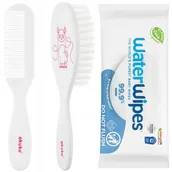 Szczotki do włosów dla dzieci - Grzebyk I Szczotka Do Włosów Lama + Chusteczki Nawilżane Water Wipes Bio 60szt. - miniaturka - grafika 1