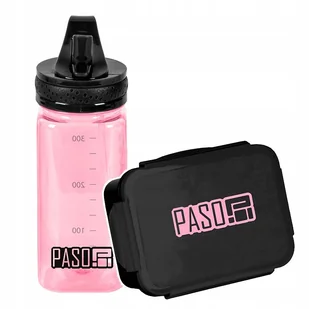 Zestaw szkolny Paso bidon i śniadaniówka czarno-różowy dla dziewczynki - Shakery i bidony sportowe Zestaw szkolny Paso bidon i śniadaniówka czarno-różowy dla dziewczynki - Shakery i bidony sportowe - miniaturka - grafika 1