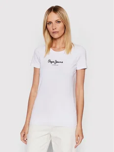Pepe Jeans T-Shirt New Virgina PL505202 Biały Slim Fit - Koszulki i topy damskie - miniaturka - grafika 1