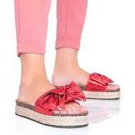 Klapki i japonki damskie - Czerwone klapki z kokardką Columbia - miniaturka - grafika 1