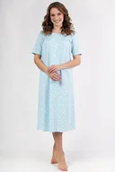Bielizna nocna - Damska koszula nocna Anitta turkusowa długa 4XL - miniaturka - grafika 1