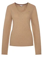 Swetry damskie - Tommy Hilfiger Sweter WW0WW43505 Beżowy Regular Fit - miniaturka - grafika 1