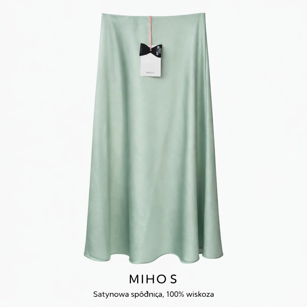 SPÓDNICA MIDI SATYNOWA MIHO'S 100% WISKOZA SUKIENKA PREMIUM ITALIA