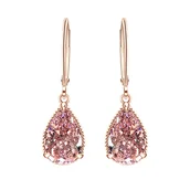 Kolczyki - Kolczyki wiszące różowe cyrkonie - miniaturka - grafika 1