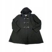 Płaszcze damskie - Czarny płaszcz damski rozpinany GUESS logo L - miniaturka - grafika 1