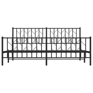 Metalowa rama łóżka z wezgłowiem i zanóżkiem, czarna, 180x200cm Lumarko! - Łóżka - miniaturka - grafika 6