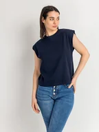 Koszule damskie - Stylowa bluzka z bawełny granatowy XS - miniaturka - grafika 1