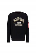 Bluzy męskie - Bluza Alpha Industries College Camo Sweater black XL - miniaturka - grafika 1