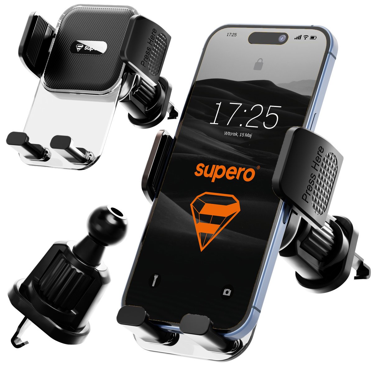 Uchwyt na Telefon do Samochodu, Mocny do kratki nawiewu ,Samochodowy, Auta