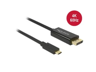 Delock Kabel USB-C -> DisplayPort M/M 1m (tryb alternatywny DP) 4K 60Hz czarny 85255 - Kable komputerowe i do monitorów - miniaturka - grafika 1