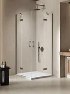 Kabiny prysznicowe - Kabina prysznicowa drzwi podwójne kolor stal szczotkowana 120x80 cm K-4776 New Trendy Nesta Gunmetal Brushed - miniaturka - grafika 1