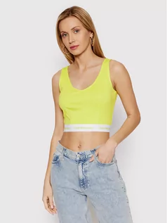 Koszulki i topy damskie - Calvin Klein Jeans Top J20J218278 Żółty Slim Fit - grafika 1