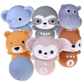 Zabawki sensoryczne - Zestaw Gumowych Kręgli Dla Dzieci Zwierzęta Zoo Od 6m+ - miniaturka - grafika 1