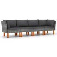 Sofy ogrodowe - VidaXL 4-osobowa sofa ogrodowa z poduszkami, polirattan, szara! 3059708 - miniaturka - grafika 1