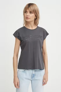 Koszulki sportowe damskie - Pepe Jeans t-shirt bawełniany LILITH damski kolor szary PL505837 - grafika 1