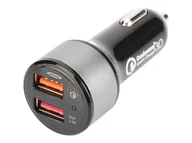 Ładowarki do telefonów - EDNET USB Car Charger Quick Charge 3.0 2 Ports Input 12-24V Outputs 3-6.5V/3A 5V/2.4A - miniaturka - grafika 1