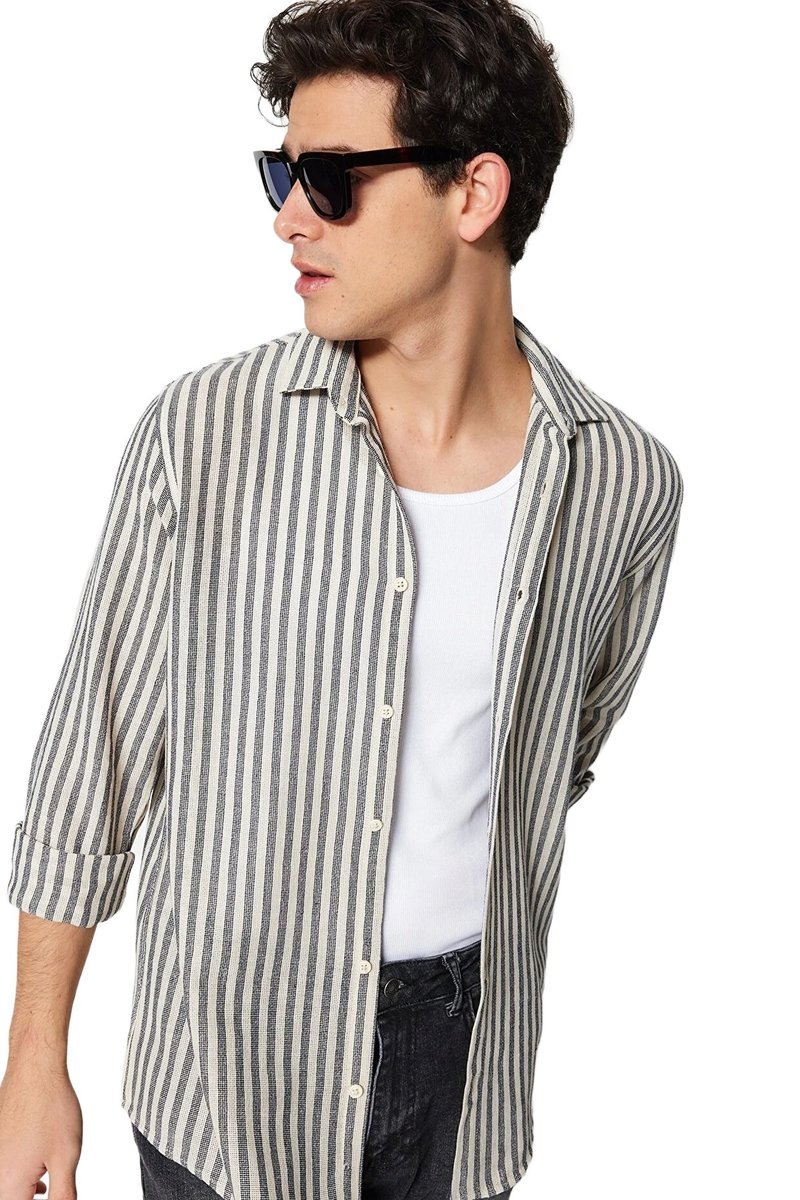 TRENDYOL MAN MĘSKA KOSZULA CASUAL W PASKI DŁUGI RĘKAW REGULAR L 5DA