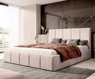 Łóżka - Łóżko tapicerowane z pojemnikiem SFG0116A | 140x200 | Welur | Beżowy - miniaturka - grafika 1