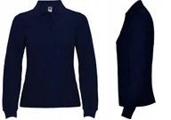 Koszulki i topy damskie - Koszulka POLO Damska Długi Rękaw Bawełna PIQUE ROLY 6636 GRANAT Navy 3XL - miniaturka - grafika 1