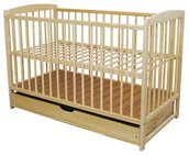 Łóżeczka i kojce - Łóżeczko dziecięce Andrzej z szufladą sosna 120x60 cm lakier bezbarwny - miniaturka - grafika 1