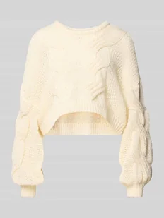 Sweter z dzianiny krótki z prążkowanymi wykończeniami model ‘LOES’ - Swetry damskie Sweter z dzianiny krótki z prążkowanymi wykończeniami model ‘LOES’ - Swetry damskie - miniaturka - grafika 1