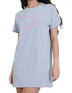 Koszulki i topy damskie - Sleepdown Damska damska koszulka Devil Heart Dress Officially Licensed Love Island Neon Diabeł Serce Oversized T-Shirt Sukienka oficjalnie licencjonowana TV Show (M, szary melanż), rozmiar M, szary, M - miniaturka - grafika 1