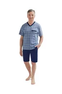 Piżamy damskie - PIŻAMA MĘSKA XL KRÓTKI RĘKAW SPODENKI SZORTY Z KIESZENIAMI BAWEŁNIANA W KRATKĘ 3 - miniaturka - grafika 1