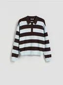 Swetry damskie - Reserved - Sweter w paski - jasnoniebieski - miniaturka - grafika 1