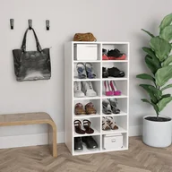 Szafki na buty - vidaXL Półka na buty, biała, 54x34x100 cm - miniaturka - grafika 1