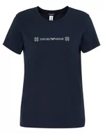 Koszulki i topy damskie - Emporio Armani Damski okrągły kołnierzyk Tartan Christmas Cotton T-Shirt damski, morski, S - miniaturka - grafika 1