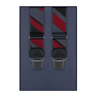 Szelki do spodni bordowo szare w pasy EM - EM Men's Accessories - Dodatki do ubrań - miniaturka - grafika 1