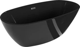 Mexen Eris wanna wolnostojąca 170 x 80 cm, czarna, przelew gun metal szczotkowany - 53441708070-95 - Wanny - miniaturka - grafika 1