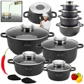 Zestawy garnków i patelni - ZESTAW GARNKÓW MARMUROWYCH Komplet Garnków MARMUR NON-STICK 8el + ŁAPKI 2x - miniaturka - grafika 1