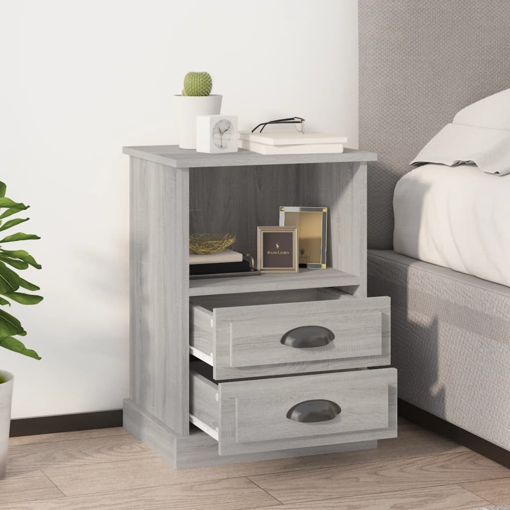 vidaXL Szafki nocne 2 szt. Szara Sonoma 43x36x60 cm - Stolik nocny - Szafki nocne - Szafa - Szafka nocna