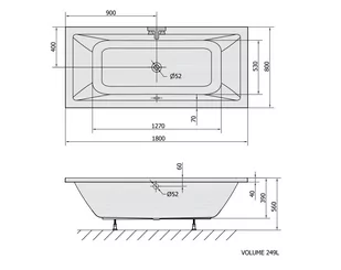 Polysan Krysta Wanna prostokątna 180x80 cm do zabudowy czarny mat 71710.21 - Wanny - miniaturka - grafika 2