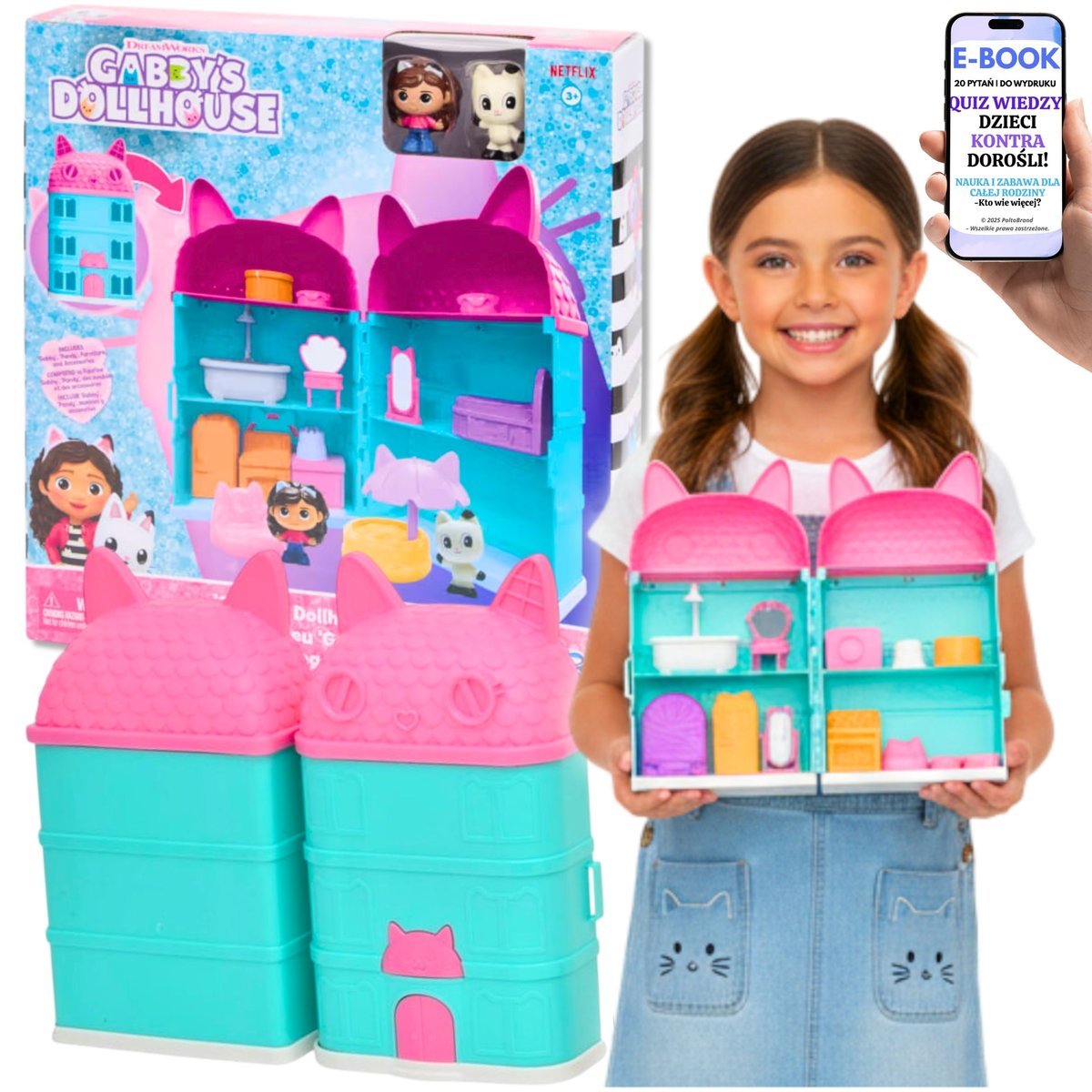 DOMEK DLA DZIECI 3+ Gabby’s Dollhouse – Zestaw z Figurkami Akcesoriami Domek Dla Lalek Dla Dziewczynki Córki Na Święta Urodziny + EBOOK-2