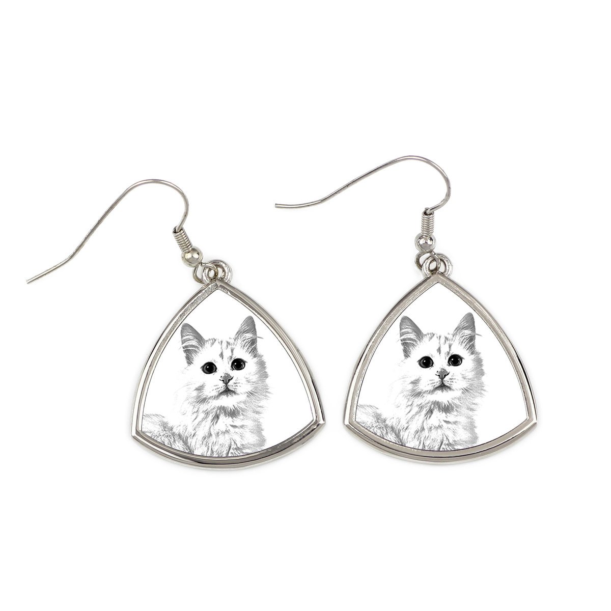 Turecka wiewiórka - kolczyki z kotem, wiszące kolczyki ze zdjęciem, personalizowana biżuteria z nadrukiem marki Art-Dog