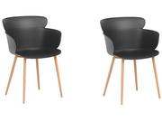 Krzesła - Beliani Zestaw 2 krzeseł do jadalni czarny SUMKLEY - miniaturka - grafika 1