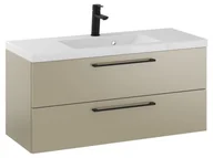 Szafki łazienkowe - Szafka Wisząca Z Umywalką RON 100 cm - Cappuccino Mat - Uchwyty Czarne Matowe - miniaturka - grafika 1