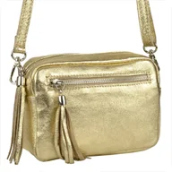 Torebki damskie - Torebka listonoszka skóra naturalna złota włoska - miniaturka - grafika 1